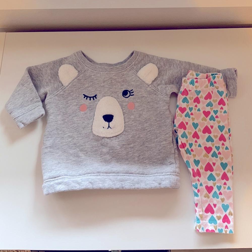 Carter’s 3 month fleece crew sweater + leggings
